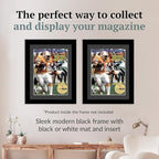 Creative Picture Frames 8 x 10.75 Magazine Frame with Full-Strength Glass, Holds Up To A 1/4" Thick Media with Installed Hangers for Easy Mounting, 10x12 Manhattan Black Frame with Black Mat