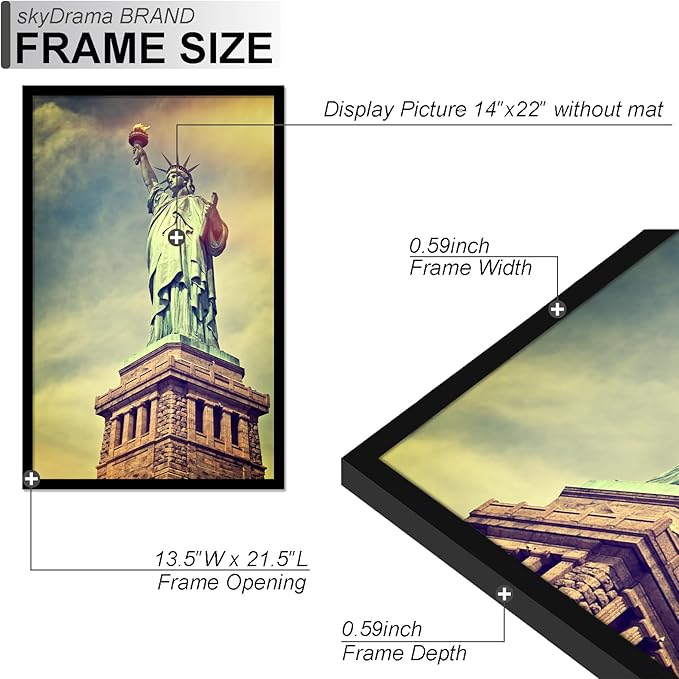 100% Solid Wood 14x22 Picture Frame Set of 3, Black Frame for 14 x 22 Inch Picture Poster Photo, Light Weight 14 by 22 HQ Matte Black Frame for Wall - 3 Pack/Black/14 x22