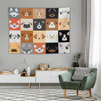VUMIVI Dog Tapestry Funny Cartoon Pet Patterns Colorful Illustrations Square Animals Tapestry Wall Hanging for Living Room Bedroom Dorm Classroom Aesthetic Decor W80xL60in