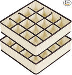 Joyoldelf Sock Drawer Organizer Divider Underwear Organizer 16-cell Fabric Dresser Drawer Organizers Storage Boxes for Socks Lingerie, Handkerchiefs, Ties (Beige)