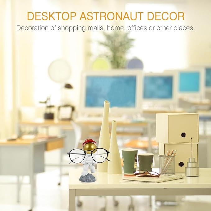 FUOYLOO Astronaut Glasses Stand Eyeglasses Holder Storage Rack Home Ornament Office Decor Desktop Display Organizer