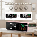 Netzu 3-in-1 Digital Clocks for Living Room with Temperature, Date & Time Display - 4 Levels Birghtness, 3 Volumes, Small & Compact Plug-in Alarm Clock for Bedroom Pink