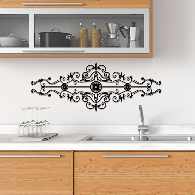 Metal Scroll Wall Decor Rustic Iron Wall Medallion Small Traditional Scroll Arts Home Decorations Scroll Accent Wall Art for Home Living Room Front Porch Above Door Hallway Entryway
