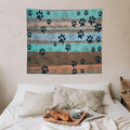 VUMIVI Dog Paw Print Tapestry Rustic Farmhouse Vintage Wood Paneling Home Decor Tapestry Wall Hanging for Living Room Bedroom Dorm Classroom Aesthetic Decor W60xL50in