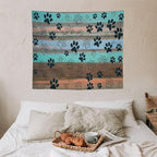 VUMIVI Dog Paw Print Tapestry Rustic Farmhouse Vintage Wood Paneling Home Decor Tapestry Wall Hanging for Living Room Bedroom Dorm Classroom Aesthetic Decor W60xL50in