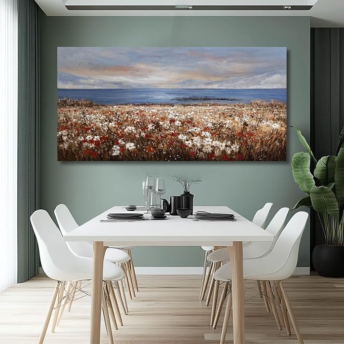 GAIDUOMAI Large Wall Art Landscape Paintings Ocean Wall Prints for Bedroom Flower Field Rustic Posters for Room Aesthetic 29x58 Inch Office Artwork
