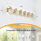 6-Lights Brushed Brass Bathroom Light Fixture Gold Vanity Lights Modern Crystal Bathroom Vanity Lighting Over Mirror Wall Sconce with K9 Crystal Shade E26 Base for Living Room, Bedroom Wall Lamp