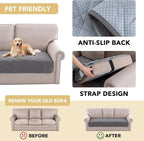H.VERSAILTEX Couch Cover Chenille Pet Fuzzy Sofa Covers for 3 Cushion Couch Anti Slip Washable Sofa Slipcovers with Strap Soft Couch Protector Cover for Dogs Cats Kids(36" x 82", Light Grey)