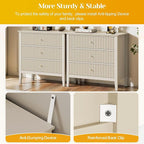 Large Beige 3 Drawer Dresser, Painted 30 Inch Tall Wood Nightstand with Storage, Wide Modern Chest of Drawers with Ball Bearing Slide for Bedroom Hallway Living Room Entryway Office