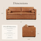POLY & BARK Napa 82" Leather Pull‑Out Sleeper Sofa – Full‑Grain Italian Leather Upholstery,Tri‑Layer Mattress & Storage Console –Sophisticated Multi‑Functional Sofa Bed for Living Rooms & Guest Spaces