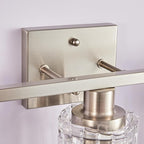 3 Light Brushed Nickel Bathroom Vanity Light Over Mirror, Modern Vanity Lighting with Crystal Glass Shade, Wall Mount Bathroom Light Fixtures, E26 Base