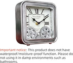 Vintage Steampunk Desk Clock, 6 Inch Metal Industrial Table Clock with Moving Gears, Silent Non-Ticking Quartz, Battery Operated Shelf Decor for Home Office Living Room (Silver)