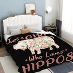 Hippo Blanket for Girls Women Just A Girl Who Loves Hippos Gifts Throw Blanket Lightweight Fuzzy Cozy Plush Flannel Fleece Blankets for Bed Decor 40"x50"