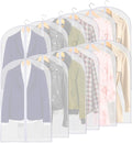 12 Pack Clear Garment Bags for Hanging Clothes, 47" Suit Bags for Closet Storage,Plastic Dustproof Suit Cover Bags,Plastic Suit Cover Bags with Zipper for Coats,Jackets,Shirts (24''X47'')