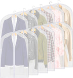 12 Pack Clear Garment Bags for Hanging Clothes, 40" Suit Bags for Closet Storage,Plastic Dustproof Suit Cover Bags,Plastic Suit Cover Bags with Zipper for Coats,Jackets,Shirts (24''X40")