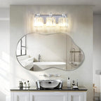 3-Light Modern Bathroom Light Fixture Chrome Vanity Lights Over Mirror Wall Sconce Lighting with K9 Crystal Shades Bathroom Wall Lamp E26 Base for Bedroom, Living Room, Hallway, Cabinet