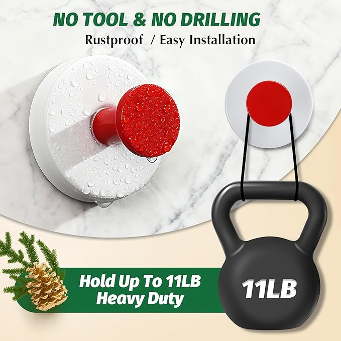 Reusable Heavy Duty Suction Cup Hooks for Kitchen/Bathroom/Shower - Wet-Proof Hooks for Towels, Robes, Loofah&Wreaths/No Drill Mounting on Glass, Tile, Metal (2, Klein Blue White)