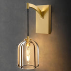 Crystal Brass Hemisphere Wall Sconce - Gold Brushed Dimmable Sconces with Bulbs - Modern Hanging Light Decor - Luxury Indoor Lighting Fixture for Bedroom Living Room Bathroom Vanity Hallway