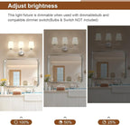 Kvhilw Bathroom Vanity Light, Brushed Nickel Bathroom Light Fixtures, 3-Light Lighting Fixtures Over Miror, Modern Wall Sconce with Flared White Fabric Shade, E26 Socket(ETL Listed)