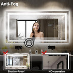 60"x28" LED Bathroom Mirrors for Wall, Front and Backlit Mirror, Anti-Fog Vanity Mirror with Lights, Stepless 3 Colors Dimmable Smart Lighted Mirror(Horizontal/Vertical)