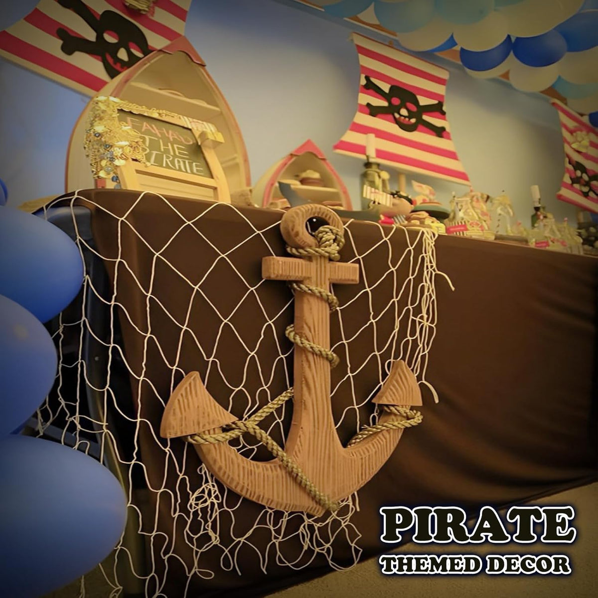 Nautical Fish Net Decor Set of 2 – Natural Cotton Beach & Ocean Party Decoration
