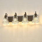 zeyu 4-Light Bathroom Vanity Lighting in Oil Rubbed Bronze Finish, Farmhouse Wall Mount Fixture Over Mirror with Clear Striped Glass, ZJX117B-4W ORB