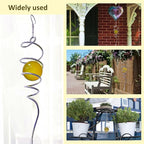 Gazing Ball Spiral Decorative Wind Spinner Tail Sun Catcher 11inch Tail and 2 inch Glass Orb. Wind Spinner Stabilizer Indoor Outdoor Garden Decoration -13 inch Height(Gold)