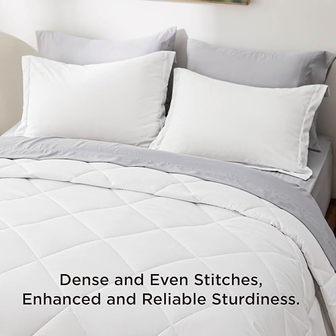 Bedsure Full Comforter Set - 7 Pieces Reversible White and Grey Bedding, Full Bed Set for All Seasons, Bed in a Bag with Down Alternative Comforter, Grey Sheets, Pillowcases & Shams