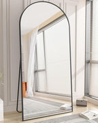 Koonmi 34"x76" Arched Full Length Mirror, Black Large Floor Mirror with Aluminum Alloy Frame Standing Hanging or Leaning Wall-Mounted Full Body Mirror for Living Room and Bedroom