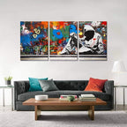 Novatique Bedroom Graffiti Canvas Wall Decor Banksy Classic Street Art Canvas Print Framed Abstract Graffiti Poster Home Decor for Bedroom Living Room Bathroom, 20" x 28" x 3Pcs
