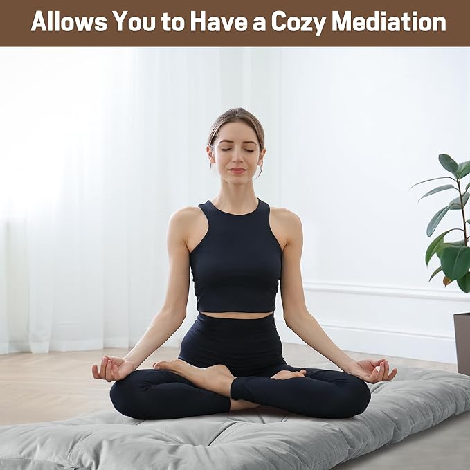 BALAPET Floor Lounger Pillow,Foldable Light Thick Tufted Floor Pillow Cushion with Elasticized Webbing for Easy Storage.Floor Lounger for Meditation,Playing,Yoga,Reading,Sleeping(Light Gray)