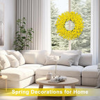 26 Inch Spring Wreaths for Front Door Large Spring Door Wreath Easter Valentines Wild Floral Summer Wreaths Outside All Season for Farmhouse Porch Wall Wedding Living Room Home Decor(Yellow)