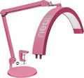Neatfi Half Moon Swing Arm Table Lamp, 2500 Lumens, CCT Dimming, 5 Light Modes, Professional LED Lighting for Estheticians, Ideal for Nail Art, Facials, and Tattoos (with Base and Clamp, Pink)
