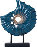 Unique Round Coin Sculpture Decorative Objects for Shelf Home Decor Accents, Modern Abstract Tabletop Decor Items for Living Room Fireplace Mantel, Above Cabinet (Blue L)