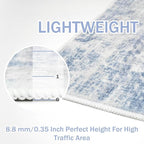 IOHOUZE Abstract Area Rug 4x6 Ft Washable Rugs for Entryway Indoor, Non Slip Small Living Room Rugs Printed Faux Wool Throw Rug, Floor Carpet for Kitchen Nursery Playroom, Light Blue White