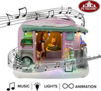 Pet Grooming Trailer Animated Christmas Village with LED Lights and Music