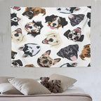 VUMIVI Dog-Head Tapestry Cartoon Pet Illustrations Cute Funny Animals Colorful Graffiti Tapestry Wall Hanging for Living Room Bedroom Dorm Classroom Aesthetic Decor W80xL60in