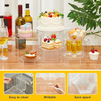 Leinuosen 6 Pcs Large Buffet Risers, 5.5 to 8 Inch Catering Dessert Table Risers Food Decorative Stands with hollow bottom for Catering Supplies, Party(Clear, Hexagonal)