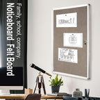 BIBOC Enclosed Felt Bulletin Board 36x24 inch Lockable Cork Noticeboard Display Cases Tamperproof Notice Poster Memo Board with Class Aluminum Frame (Felt, 24×36 inches)
