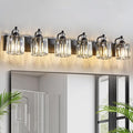 6-Light Black Bathroom Light Fixtures Over Mirror Modern Vanity Lights Crystal Wall Sconce Vintage Bathroom Lighting with Crystal Shade E26 Base for Bedroom, Living Room, Hallway