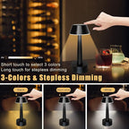 UMEXUS 2 Pack Rechargeable Small Cordless Table Lamp, LED Battery Operated Touch 3 Color Dimming Bedside Nightstand Desk Lamps Metal Portable Night Lights for Bedroom Bar Restaurant Outdoor Black