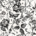 Drawer Liner Contact Paper for Dresser Peel and Stick Wallpaper Sketched Design 15.7x118in Self Adhesive Removable Dark Black Maroon Rose Floral Butterfly Vintage Cabinet Shelf Renter Friendly
