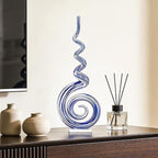 15" Tall Hand-Blown Murano-Style Glass Sculpture Statues Art Ornament Statue Figurines Home Decor Accent Piece Coastal Ocean Nautical Home Decor,Shelf,TV Stand,Tabletop Centerpieces,Wonderful Gift