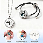 Essential Oil Diffuser Necklace & Bracelet Set 2pcs, Elf Aroma Locket Necklace + Wings Diffuser Bracelet Adjustable with 20 Refill Pads Jewelry, Christmas Anniversary Birthday Gifts for Women