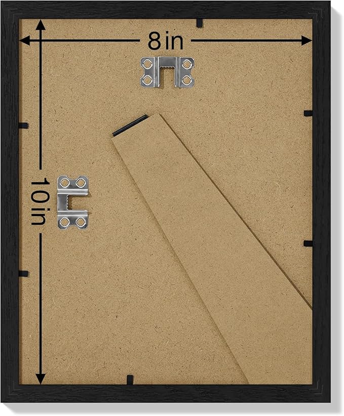Vittanly 8x10 Picture Frames Set of 9, Display 5x7 Pictures with Mat or 8x10 without Mat, Photo Frames for Wall or Tabletop with Plexiglass, Engineered Wood, Black&Brown&Distressed White