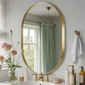 Gold Oval Mirror, 26"x38" Oval Bathroom Mirror, Brushed Gold Mirror with Aluminium Alloy Frame, Anti-Rust, Tempered Glass