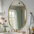 Gold Oval Mirror, 26"x38" Oval Bathroom Mirror, Brushed Gold Mirror with Aluminium Alloy Frame, Anti-Rust, Tempered Glass