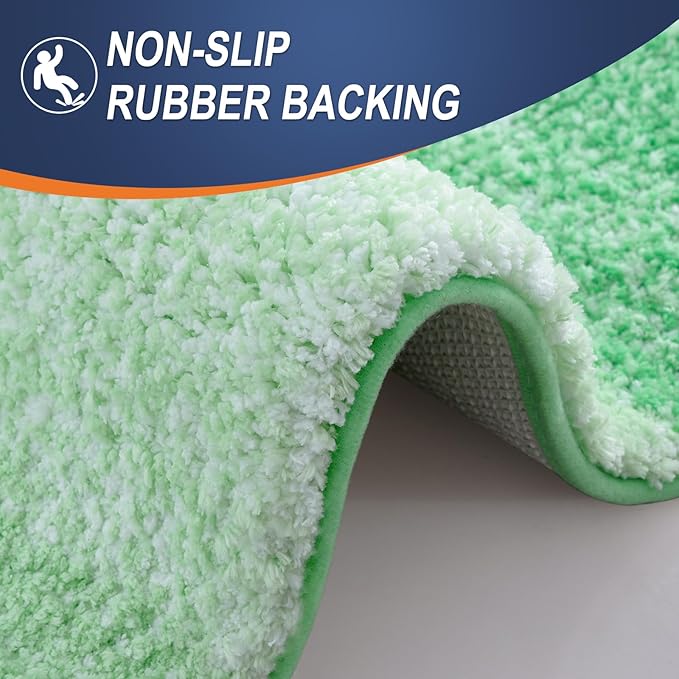 OLANLY Bathroom Rug Set 2 Piece, Soft Absorbent Microfiber Bath Rug Set, Non-Slip, Machine Wash Dry, Plush Shaggy Bath Mats for Bathroom (47"x20"+24"x16", Green)