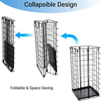 Umbrella Stand, Umbrella Holder for Entryway, Large Metal Foldable Umbrella Rack Organizer Freestanding, with Water Tray and Hooks, Rectangular Hollow Rack 9.5 x 9.5 x 19.7 Inches (Black)