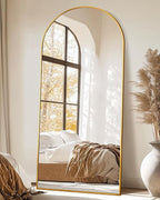 Suidia Arched Full Length Mirror, 71"x32" Floor Mirror Freestanding, Floor Standing Full Body Mirror with Stand for Bedroom, Hanging Leaning Mounted for Living Room Cloakroom, Gold